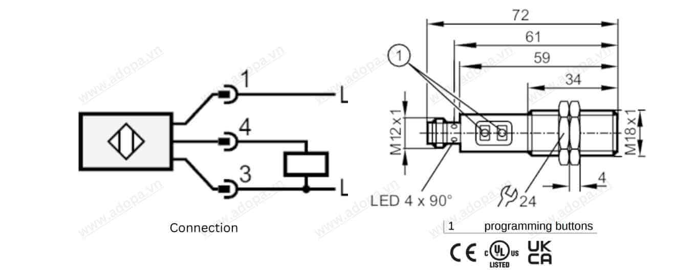 kích thước và cách kết nối cảm biến OGH500